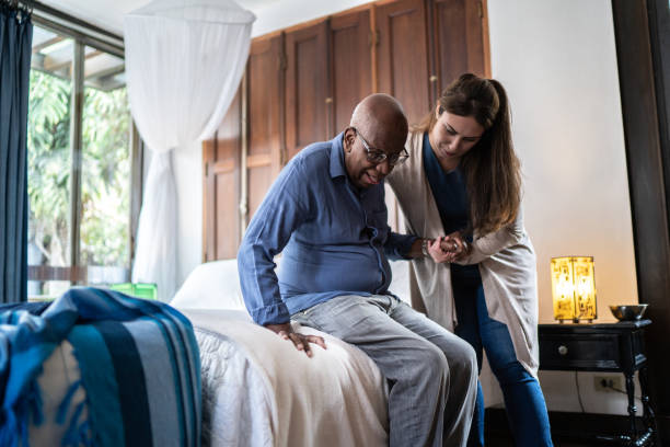 A caregiver helping a client at home